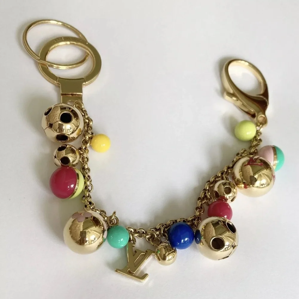 LOUIS VUITTON RARE Grelots Multicolor Gold Bag Charm Keychain Key Ring - Picture 4 of 11